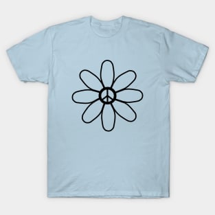 Peace Sign Black Flower T-Shirt